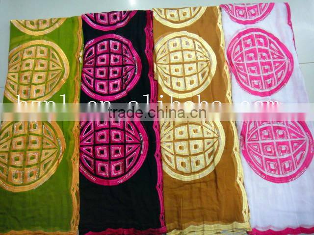 2016 High quality african muslim scarf /embroidered silk scarf/shawl scarf (TJ0186)