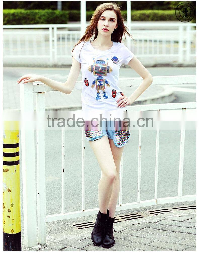 High Quality Colorful Printing American Casual Female tshirt