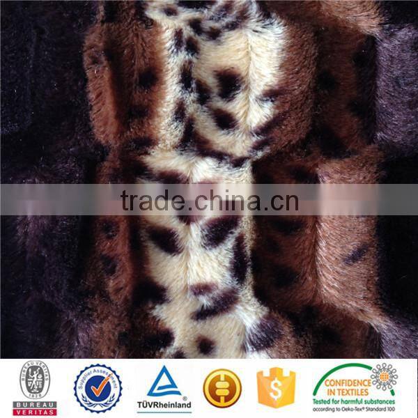 long pile faux fur bedding sheet pv animal printed long hair plush fabric