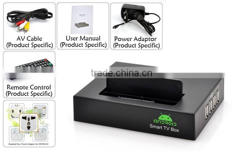 Android tv box ShenZhen,smart tv full hd 1080p porn video android tv box 4.2.2 ,customized RTC battery /SATA/VGA port/6 *USB