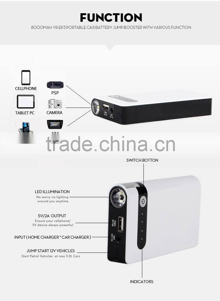 Multi-Function Mini 8000mAh 12V Jump Start Vehicle & battery booster 12V