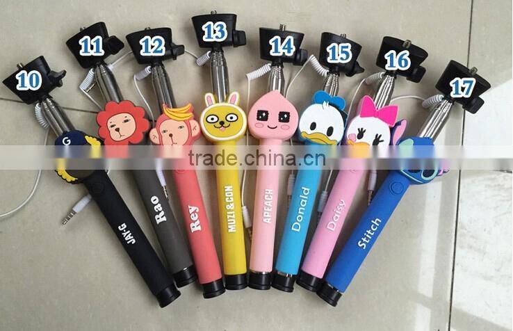 Fashionable Cheap cartoon selfie stick for mobile phone camera