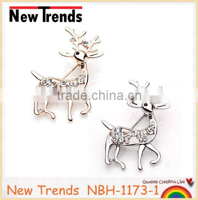 Fashionable shinning diamond red ribbon brooch 2014