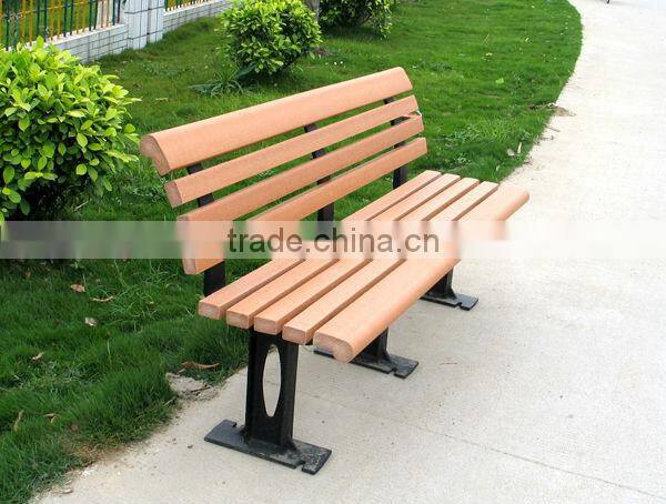 Wood plastic composite outdoor bench furniture with cast iron legs