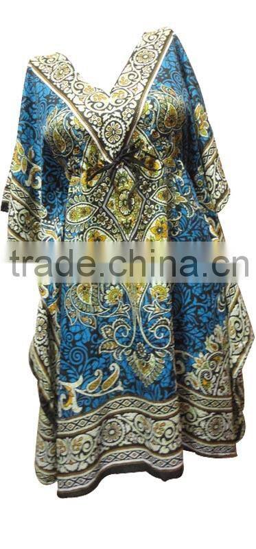 RTCFC-13 New Design 2014 Dress For Girls/ Ladies Pure Rayon Caftan / Kaftans From Jaipur India Wholesale Mix Lot