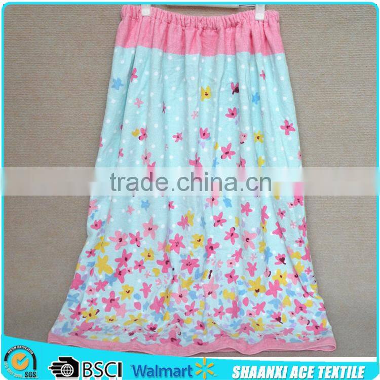 Blue color high quality fashion pattern girl beach towel skirt quick drying girl bath skirt