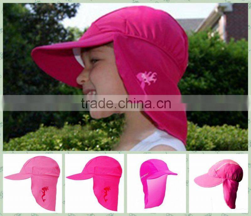 Girls Sun Visor UV Protective Beach Safari Swim Flap Hat PINK for kids aged 2-8yrs