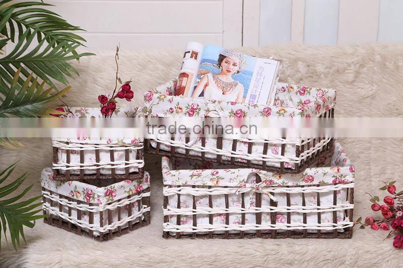 set of 4 cut out paper rope weaved storage baskets