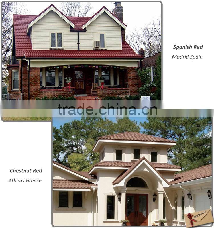 Guangzhou Color Roman Stone Coated Metal Roofing Sheets/Roman type stone coated aluminum roofing/colorful sand coated metal roof