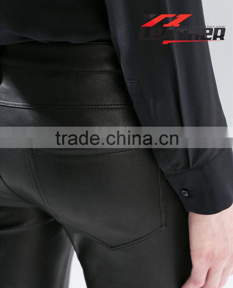 Autumn Winter Thicken Fashion Pencil Pant Ladies Leather Casual Pants Women 5363