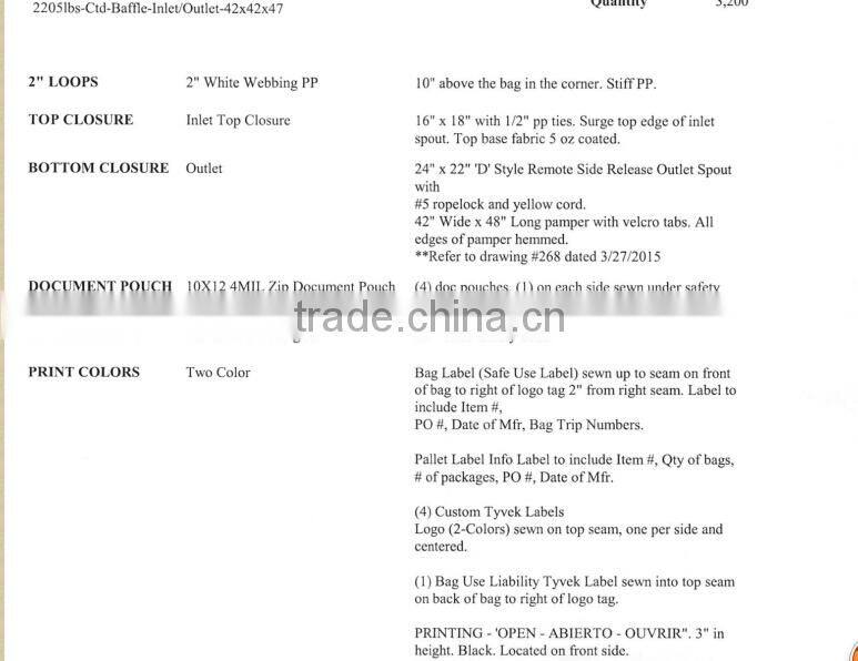 Big strong plastic PP woven bag/ UV treated jumbo bag/super sack