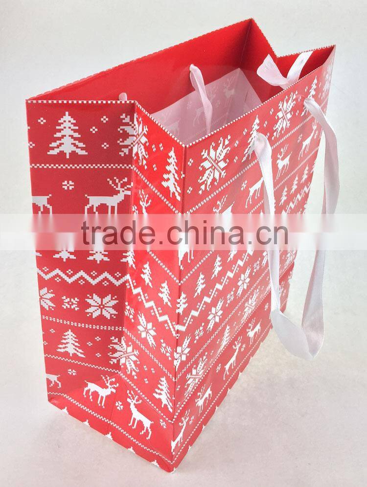 Christmas Medium Bag Gift Bag White satin Ribbon and tag