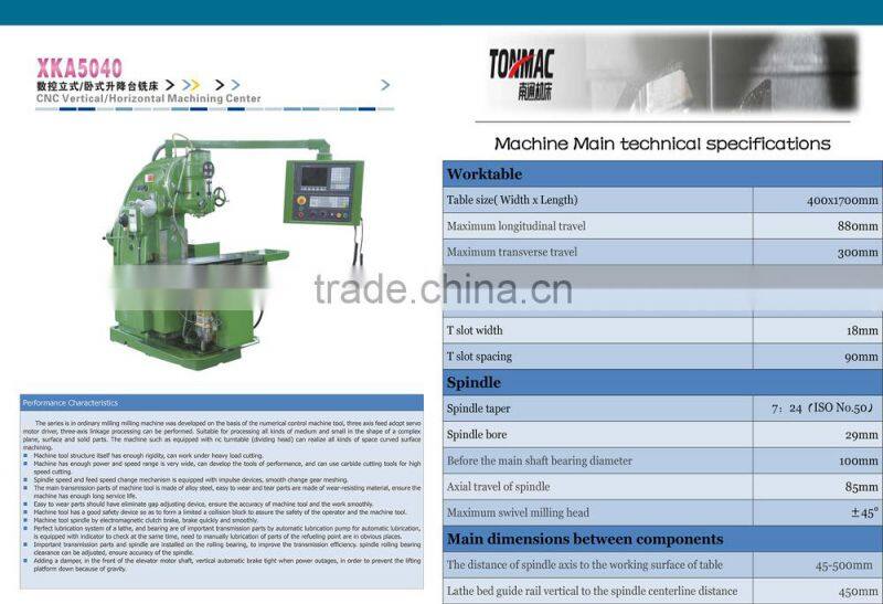 cnc metal spinning machine Vertical Milling Machine XKA5040 historic band
