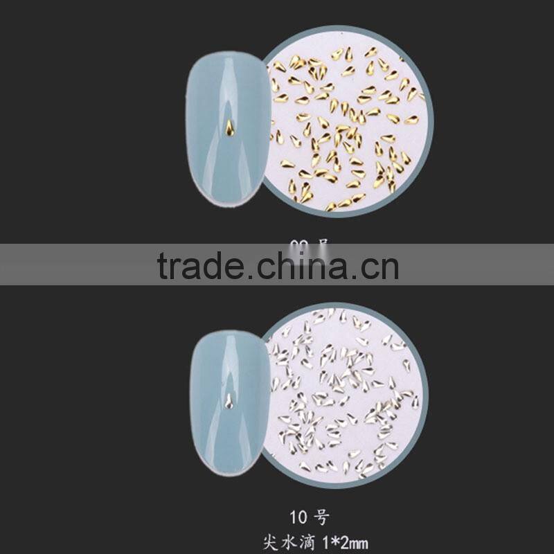 2016 New Arrival Gold and Silver Rivet 3D Nail Stencil Round Neon Metal Stud Nail Rhinestone Gem