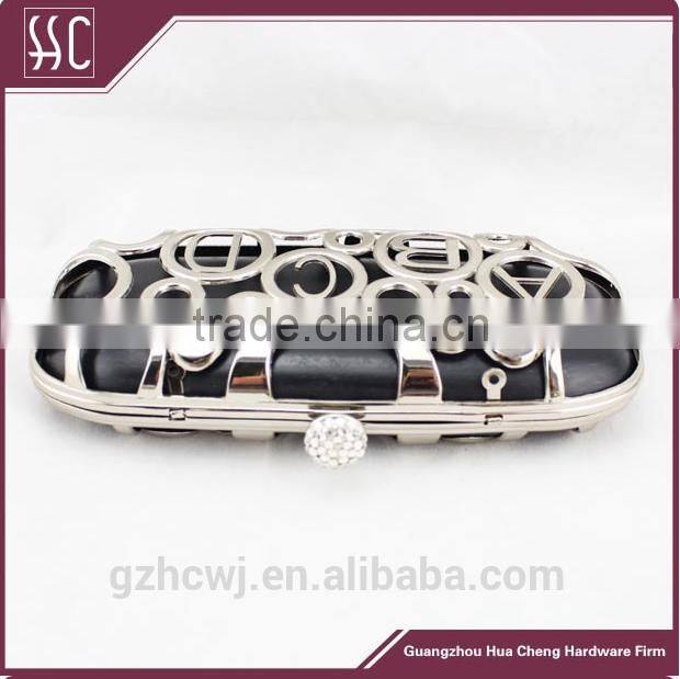 18.9*8.4cm newest evening clutch frames, metal clutch frame,crystal purse frames with plastic boxes