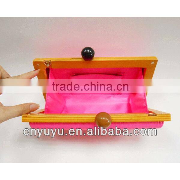 Wooden clutche bag cosmetic case for 2015