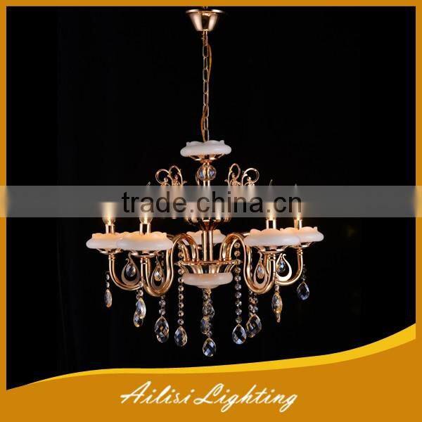 Wholesale High Quality Crystal Candle Chandelier with White Ceramic Plate