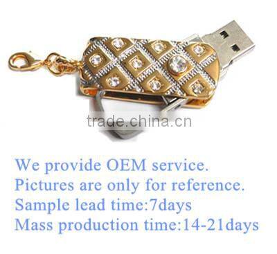Golden USB drive with acrylicstone