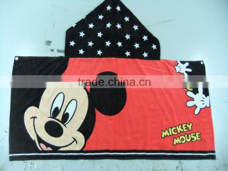 Mickey 100% cotton printed beach towel ,Baby hooded towel