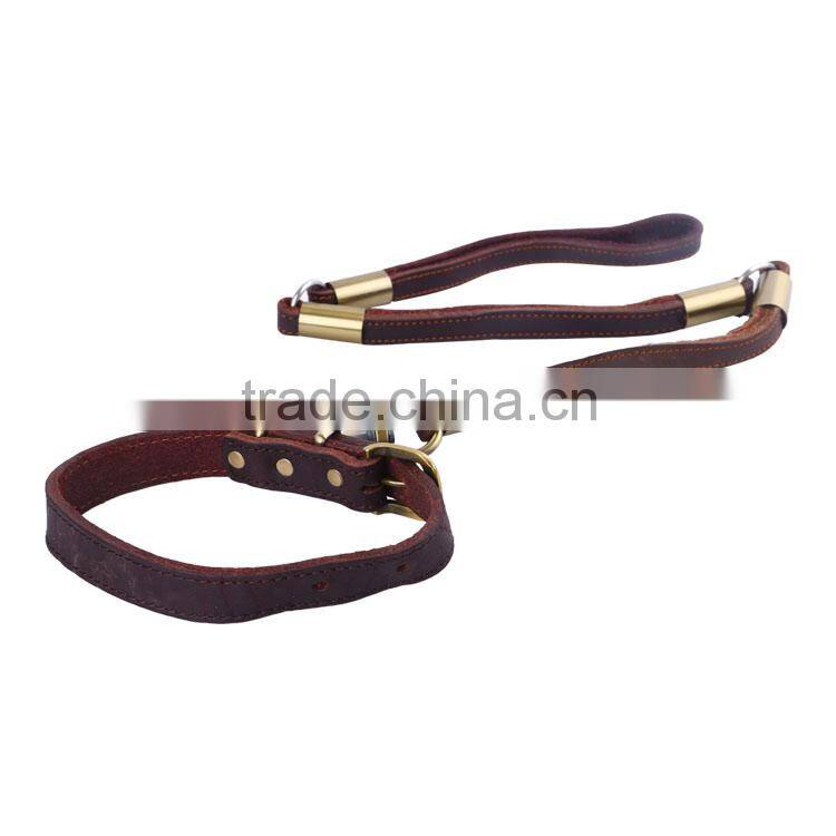 4ft x 1" Heavy Duty Lock Cowhide Leather Pet Leash for dogs