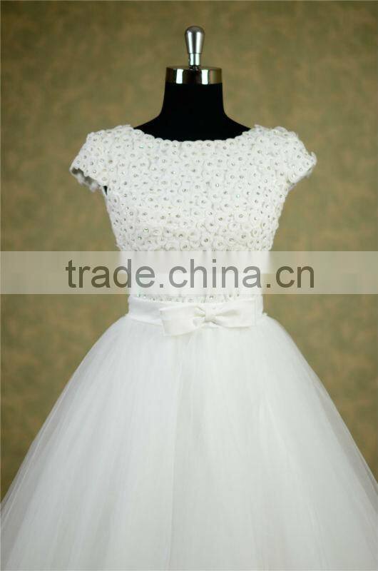 2014 New Arrive elegant lace top and tulle skirt wedding dress made in China