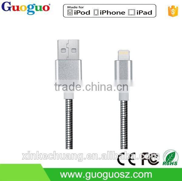 Promotion high speed 1M metal braided tranfer data mfi usb cable for iphone