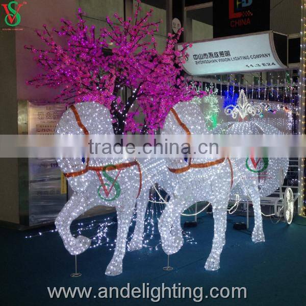 Hot sell outdoor Christmas lights 3D acrylic pumpkin horse carriage decoration light