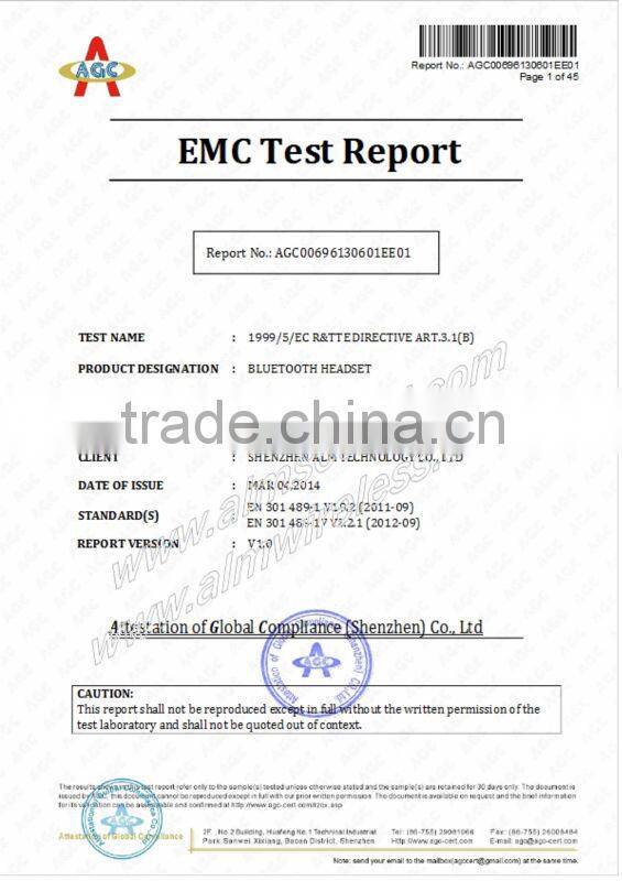 Newest hand free bluetooth