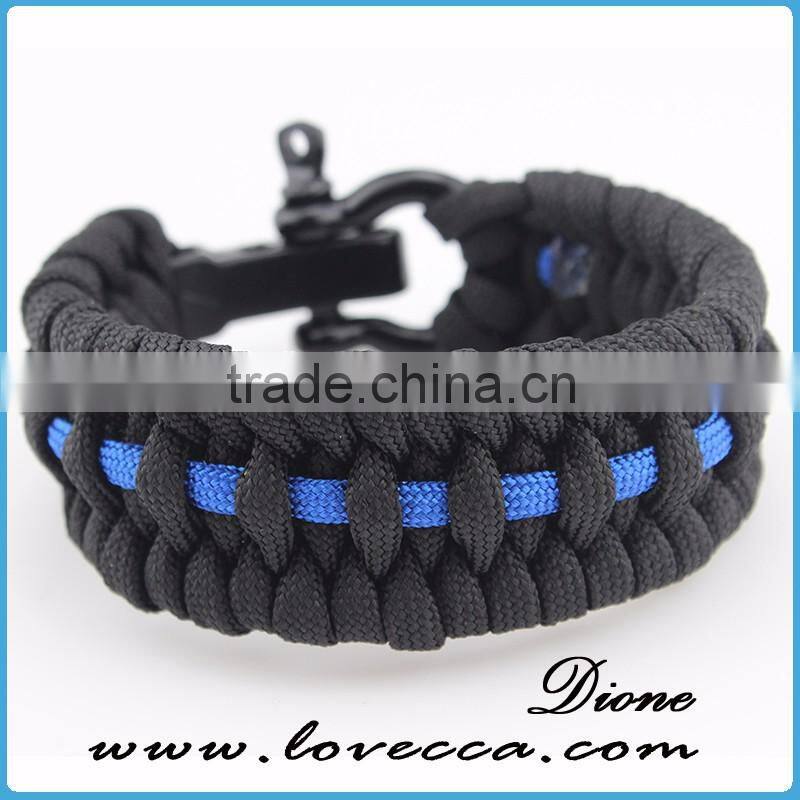 Black Survival Metal Alloy Buckle Paracord Bracelet With Logo