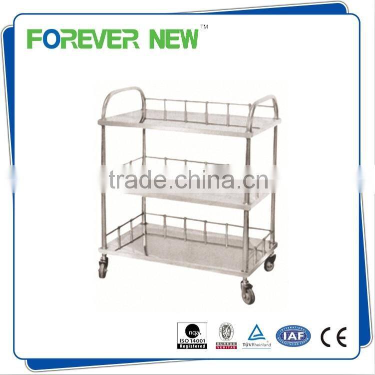YXZ-013 hot sale Stainless steel hospital cart hospital three layers trolley