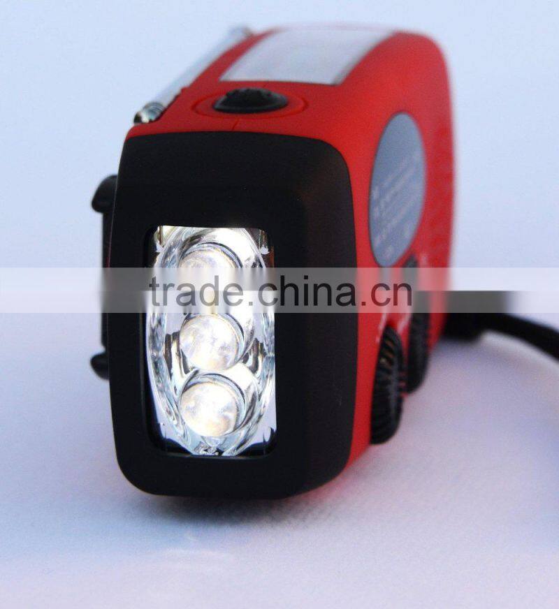 crank dynamo solar radio flashlight with charger