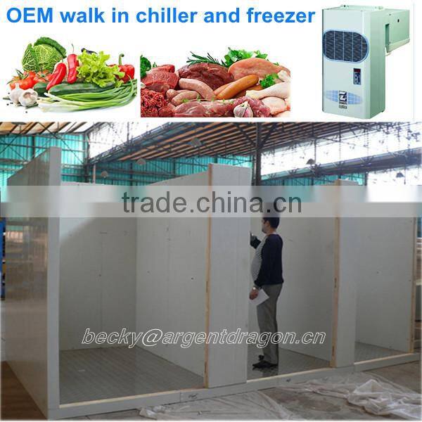 OEM walk in chiller and freezer to store vegetable and meat