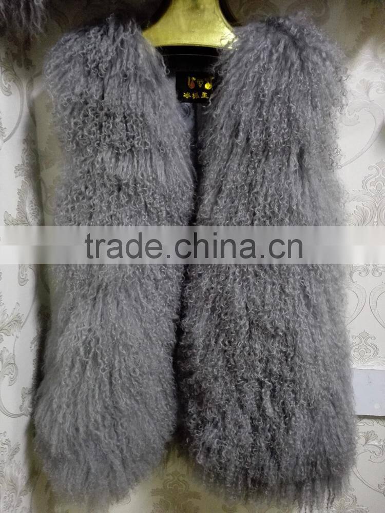 wholesale new style Tan sheep fur vest colored