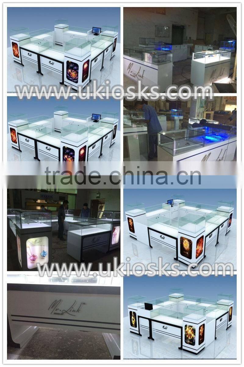 Luxury baking paint jewelry kiosk, jewelery shop design, mall jewelry kiosk design for sale