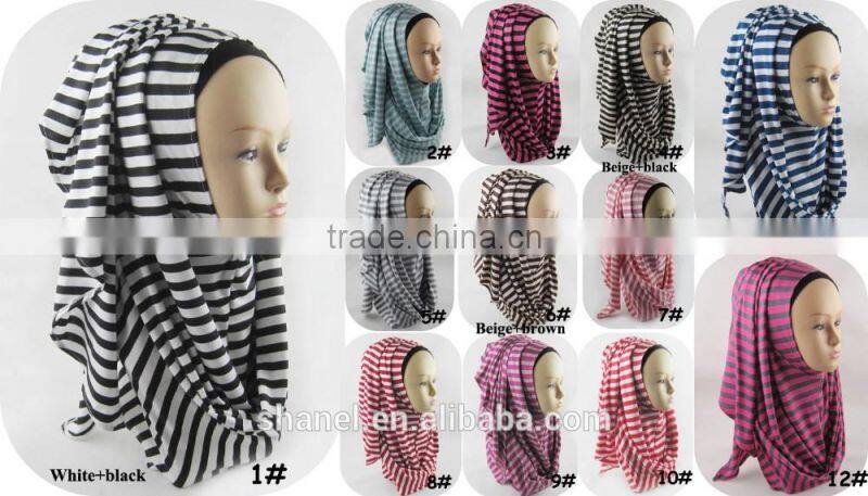 hot sale cotton stripe scarf muslim hijab