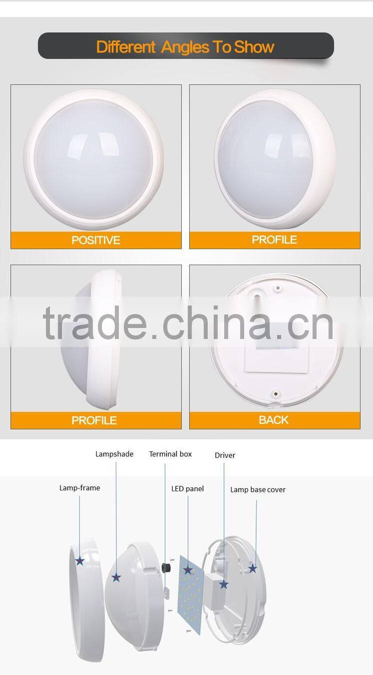 050809 ip65 bulkhead wall 12w surface mounted ip65 outdoor wall mounted sensor ceiling circular led light