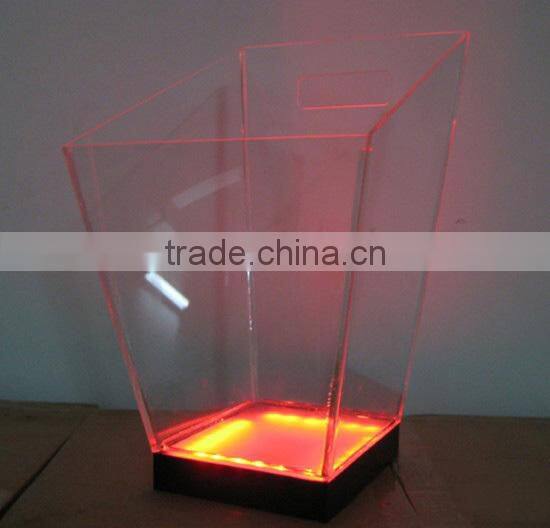 led ice bucket, Plastic square led ice bucket for beer promotion