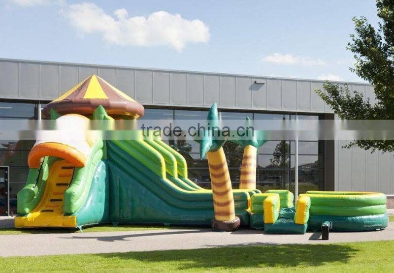 2016 newest inflatable water or dry slide with two climbs and 2 slidings