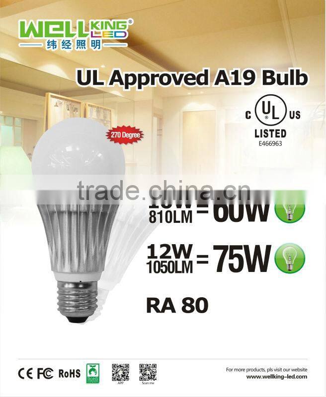 2015 new CUL CE RoHS 6W 8W 12W a60 E26 dimmable a19 10w led bulb ul