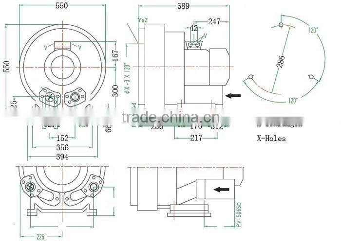 670mbar high pressure CNC vacuum bed regenerative blower