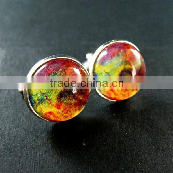 20mm silver plated rainbow galaxy universe art collage round glass cabochon fashion cufflinks wedding cuff links gift 6600059