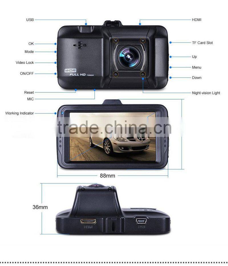 Factory offer directly car dvr camera digital carcam HD 1296P