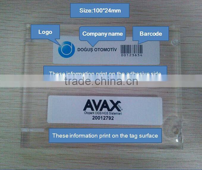 3M Strong glue long range rfid car sticker for windshield