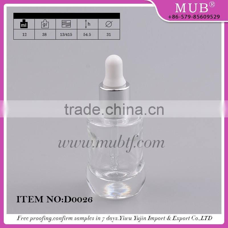 2016 new design empty glass essential oil bottles with aluminum dropper cap