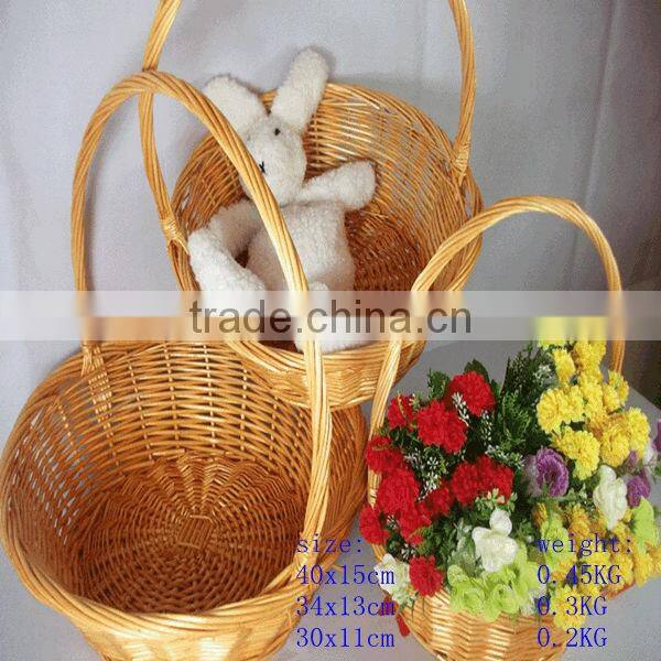 2014 Wicker handmade decorate flower basket with hanging as wedding decor
