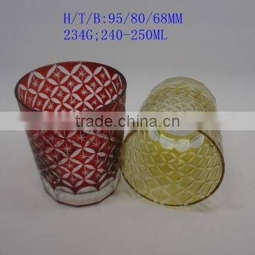 200ml blue colored series hand cut hotel banquet wine glass