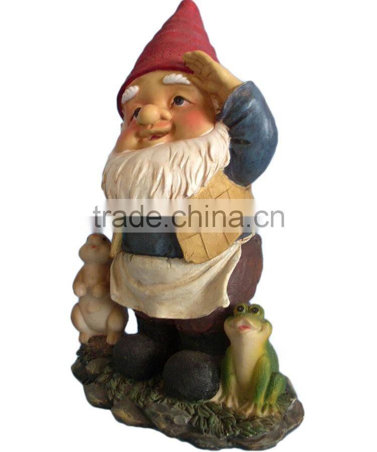 Popular cute resin elf with rabbit and frog garden statues