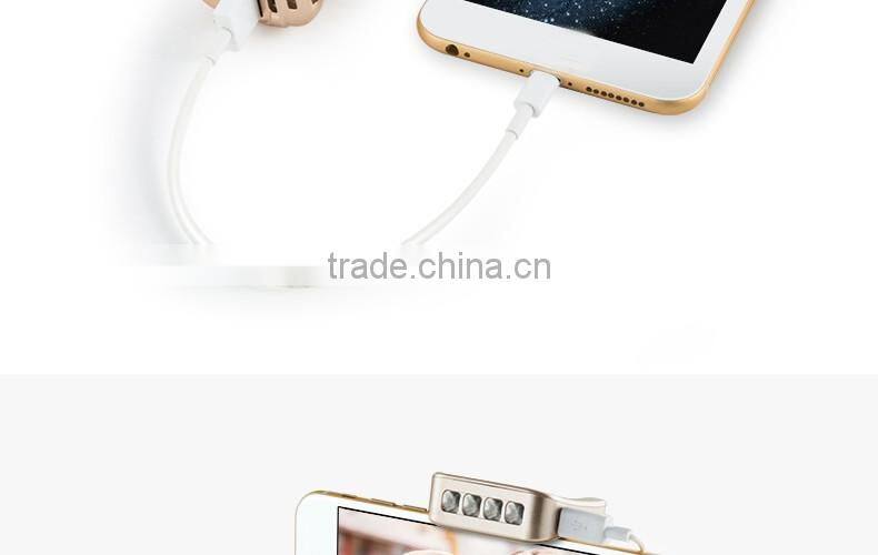 Unique desigh wired monopod with flash light mini power bank monopod selfie stick