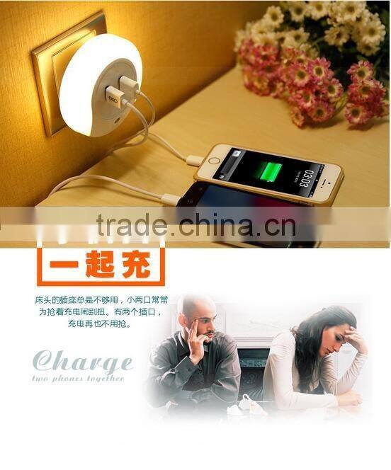 Creative Dual Usb Charger Socket / Led Sensor Night Light / Smart Home Night Lamp With USB Charger Socket