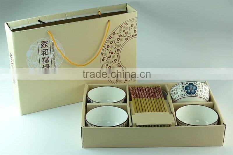 handpaint bowl sets with wooden chopsticks